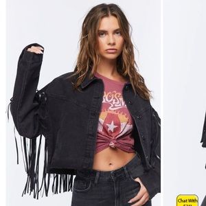 Cropped fringe jacket